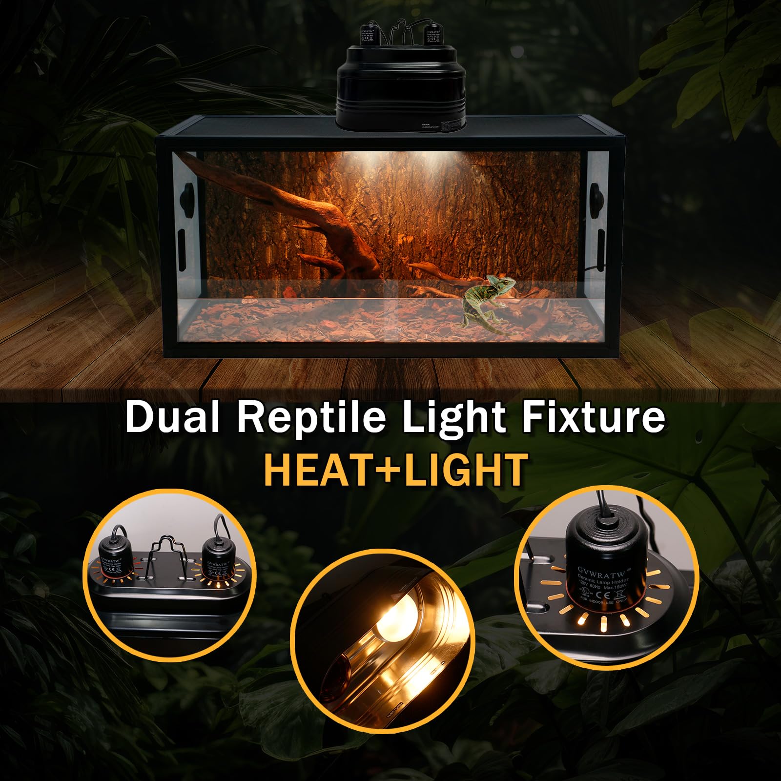 GVWRATW Reptile lamp, Maximum 160W Each Reptile hot lamp Comes with a Separate Switch, Suitable for Lizards, Turtles, Snakes, and Amphibians. - image 7