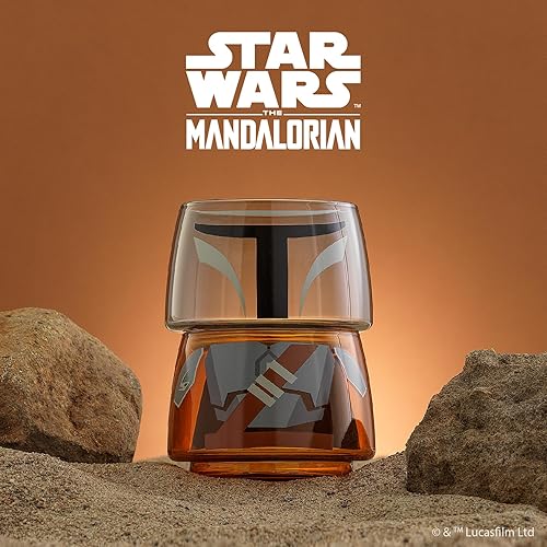 Miniatura 4 de JoyJolt Vasos apilables de Star Wars de personajes para beber. Vasos de cristal The Mandalorian de 8 onzas, cabeza y cuerpo! Juego de 2 vasos de
