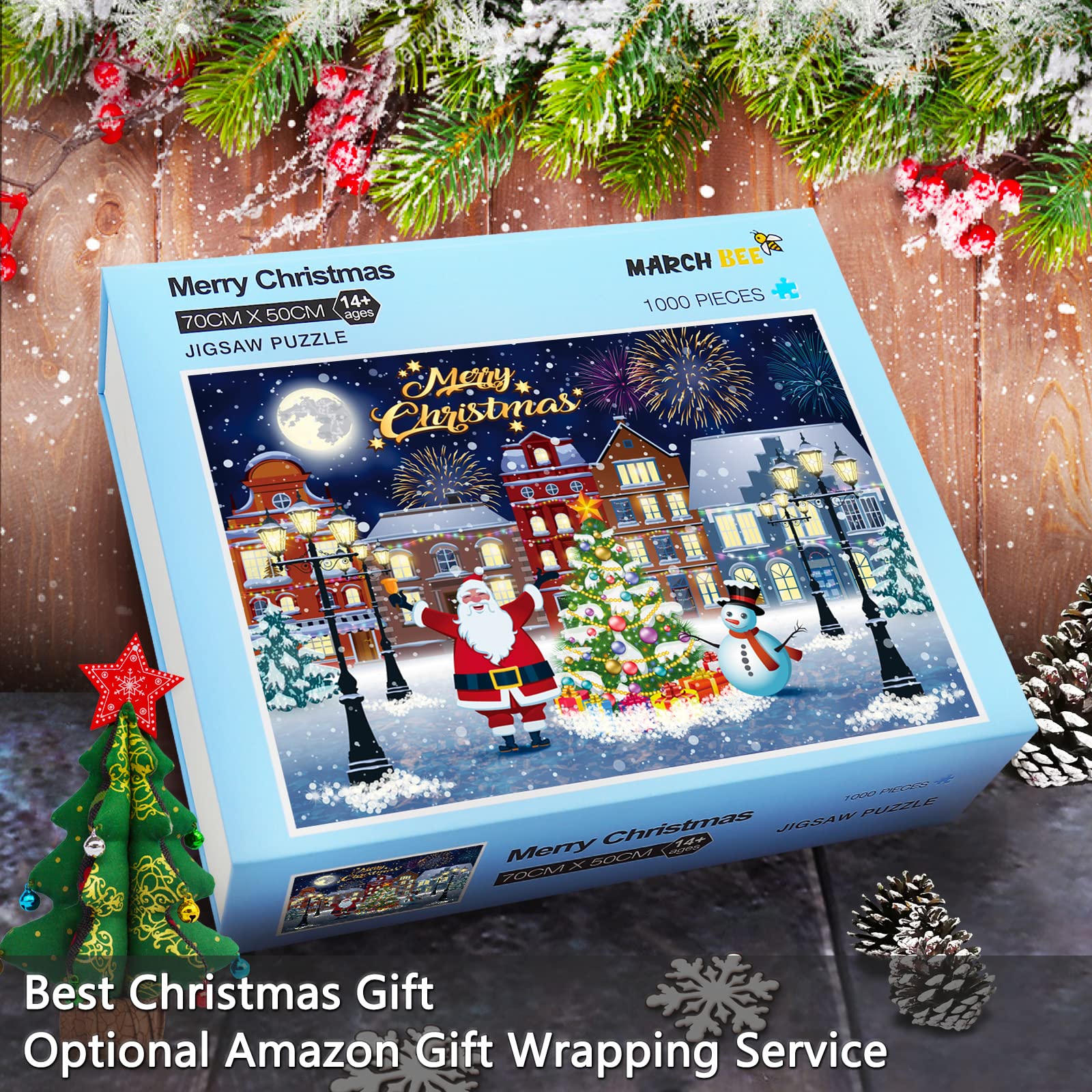 Christmas Puzzles for Adults 1000 Pieces - Snow Scene Holiday Puzzles Kids Educational Intellectual Home Decor Jigsaw Puzzle 27 X 20 Inch