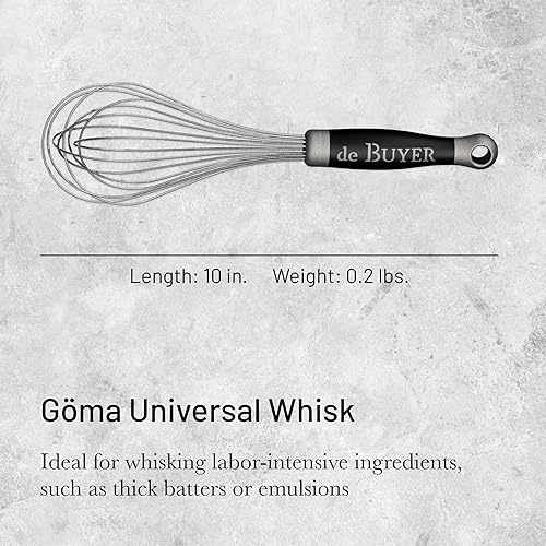 Miniatura 2 de de Buyer GOMA - Batidor universal de 10 pulgadas, ideal para cocinas comerciales y domésticas, diseñado para uso pesado y frecuente, agarre