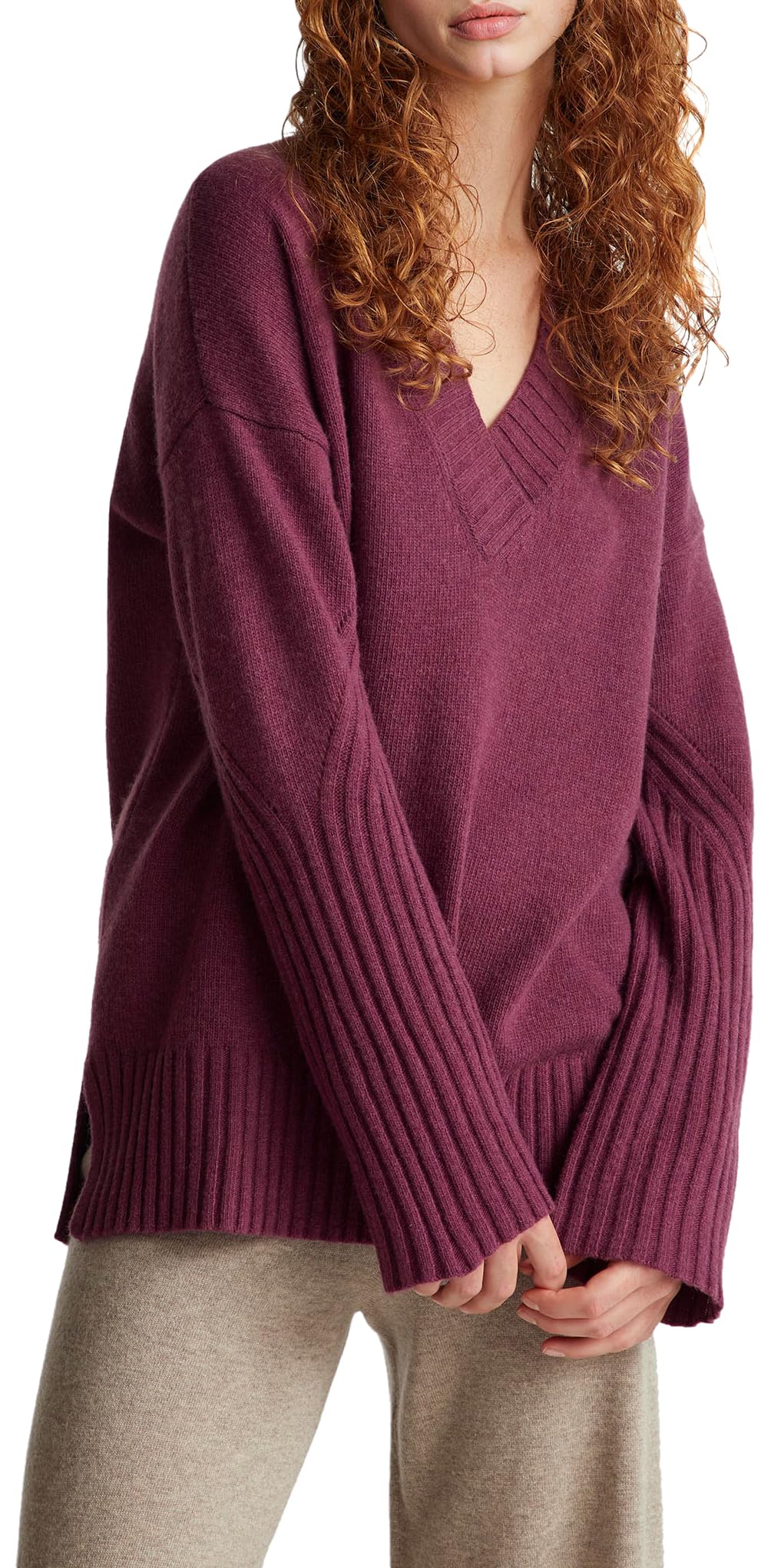 United Colors of Benetton V Neck Jersey M/L, Purple, L