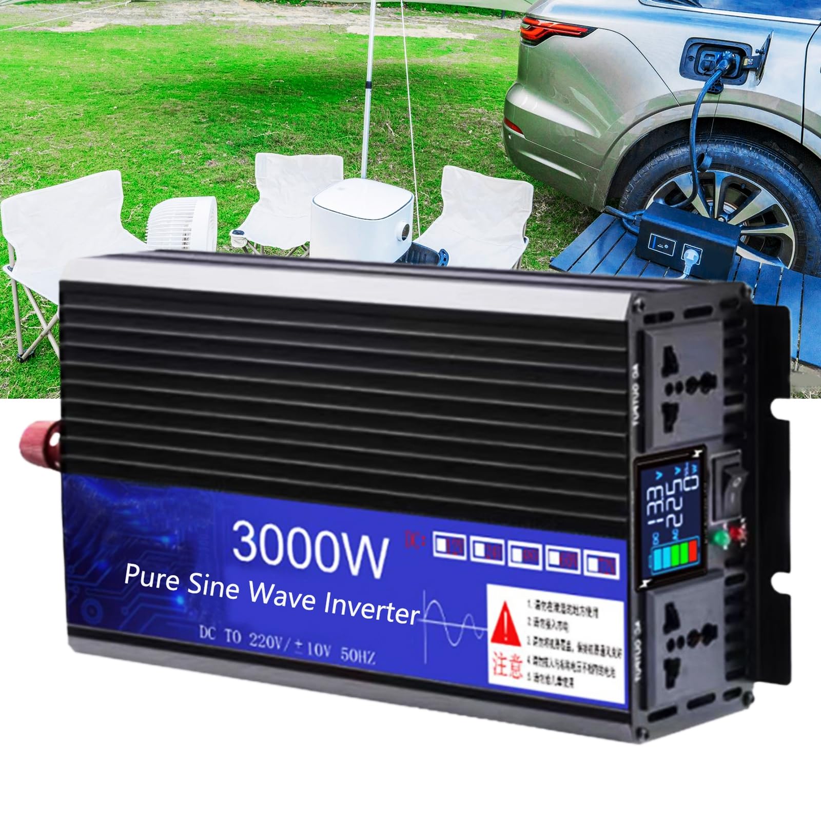 Pure Sinove Falter 3000w, faza podzielona DC do AC 72V do 110 V Przekształcenie falownika z LED z falownikiem mocy samochodu dla układu słonecznego, kempingu, RV,24V to 230V