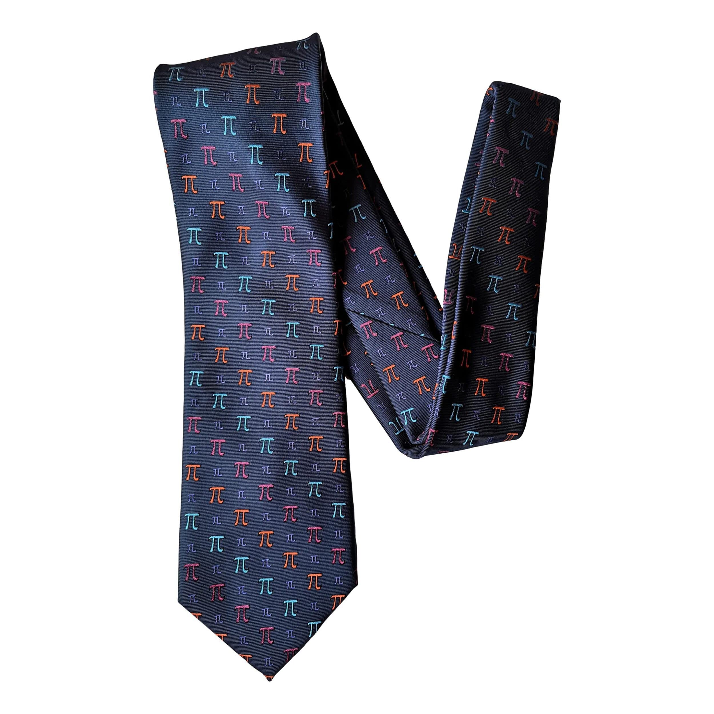 Coloured Pi Symbols on navy Sleeved 100% Micro Fibre Classic Tie