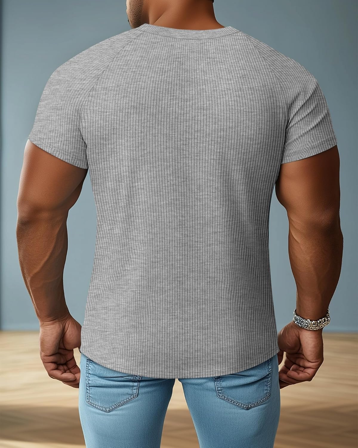 Evervibe 3 Pack Men's Big and Tall Ribbed Henley Shirts Short Sleeve Raglan Casual T-Shirts Classic Summer Button Placket Tee - Image 3