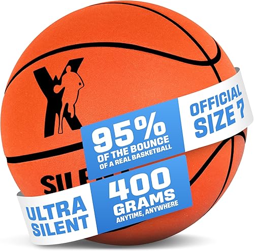 Miniatura 10 de Balón de baloncesto silencioso de tamaño oficial 7 (29.5"): Reforzado con 95% de rebote - Balón de baloncesto ultra silencioso para interiores con