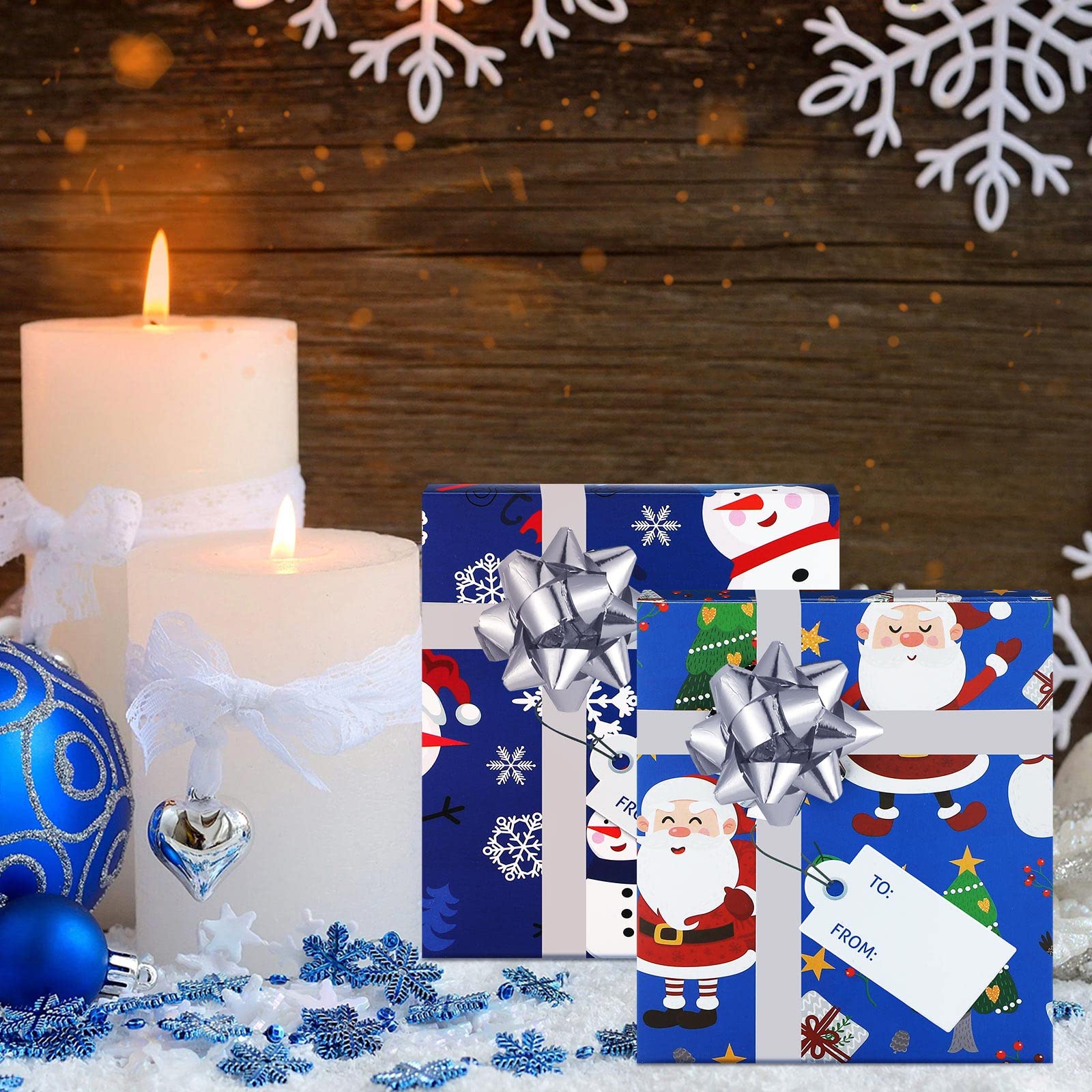 Spiareal 24-teiliges Weihnachts-Geschenkkarten-Boxen-Set mit Schleife und Etiketten, Geldhalter-Boxen, blauer Urlaubs-Geschenkkartenhalter für Weihnachtsfeier, Mini-Gastgeschenke,