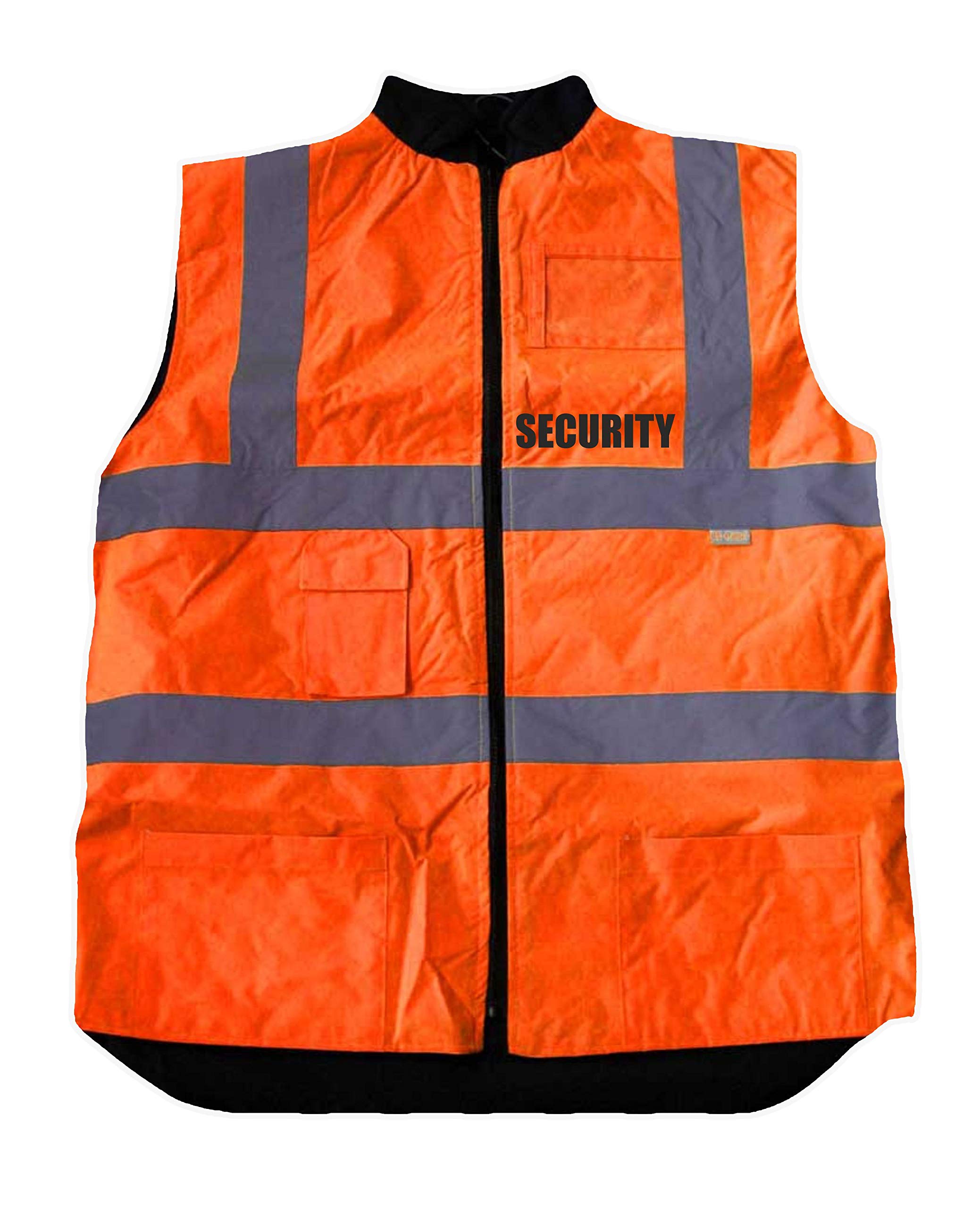 Brook Hi Vis Uk Unisex Orange Security Hi Vis Bodywarmer, Fleeced Lined Reversible, Conforms To En20471 Class 2 & Go/Rt 3279, High Visibility, By Brook Hi Vis, Xlarge