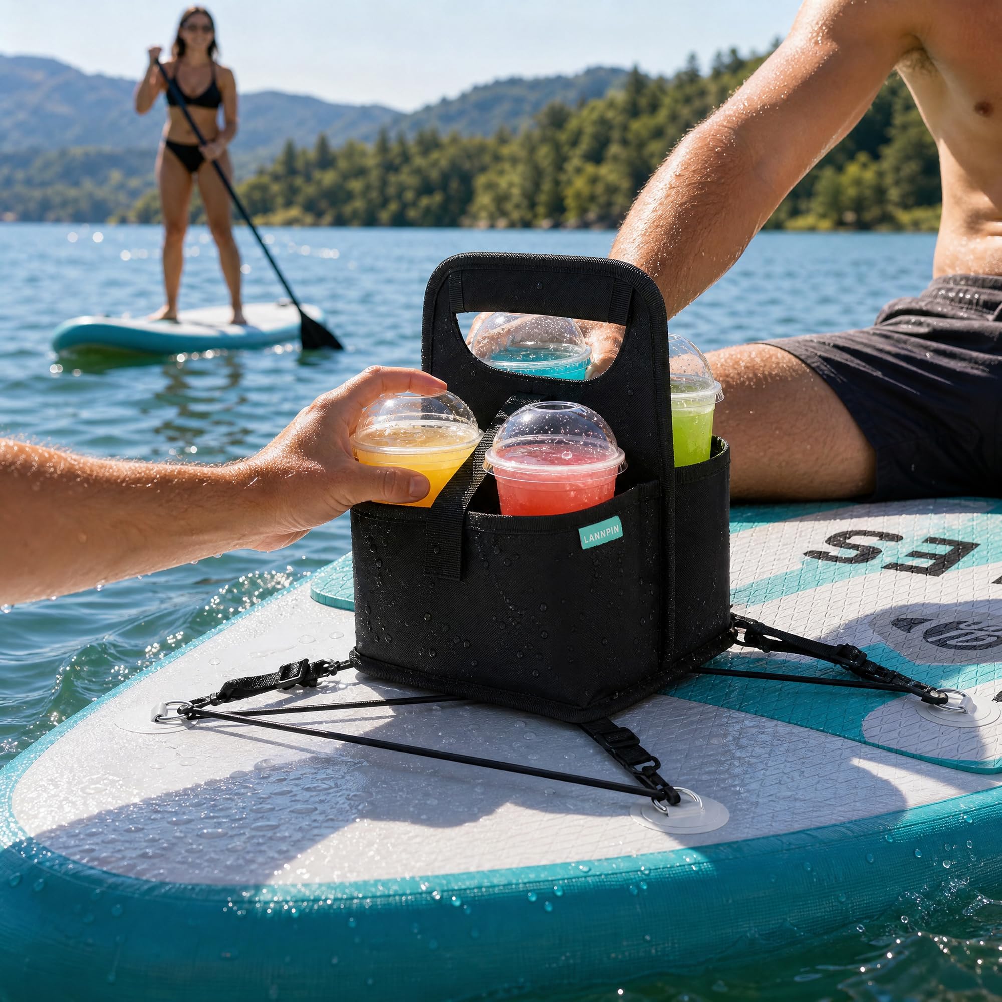 SUP Kühltasche für Paddle Board & Kajak, 2-in-1 Getränke- & Handyhalter, Wiederverwendbarer Kaffeebecherhalter, Praktisches SUP Zubehör SUP Board Tasche