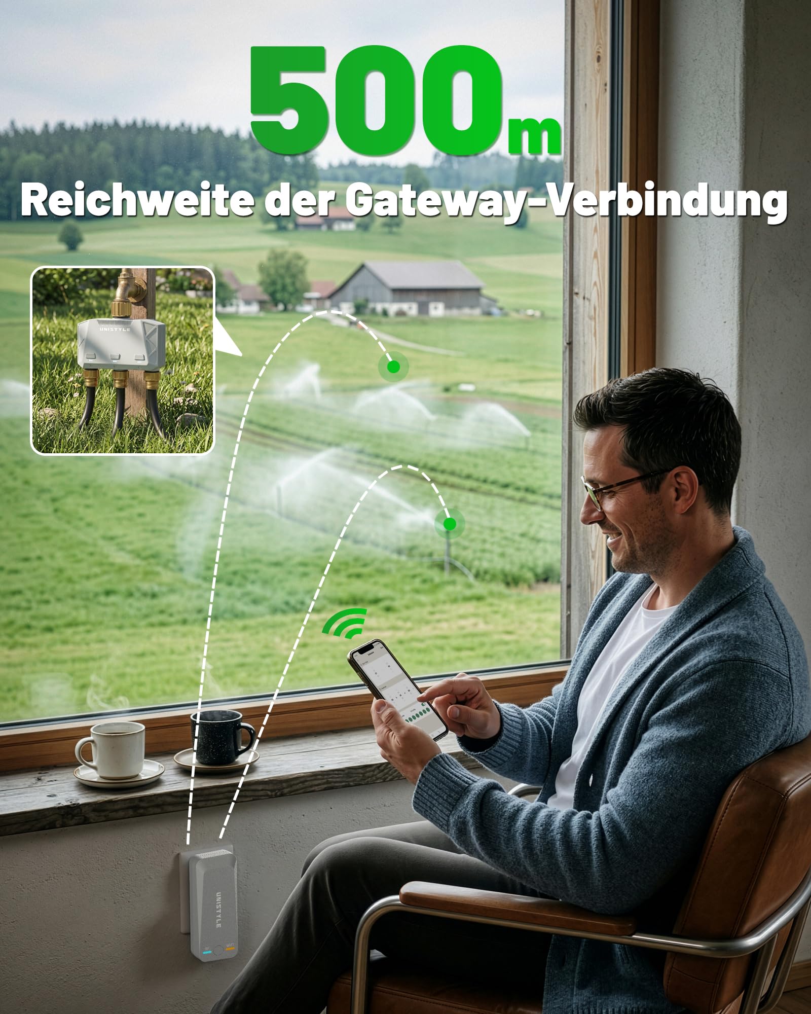 Unistyle Bewässerungscomputer WLAN 3 Ausgänge | Neuauflage 2026 – App-Steuerung, 5 Bewässerungspläne, Präzise Steuerung, Alexa-Sprachsteuerung, Automatische Bewässerung für Garten & Pflanzen