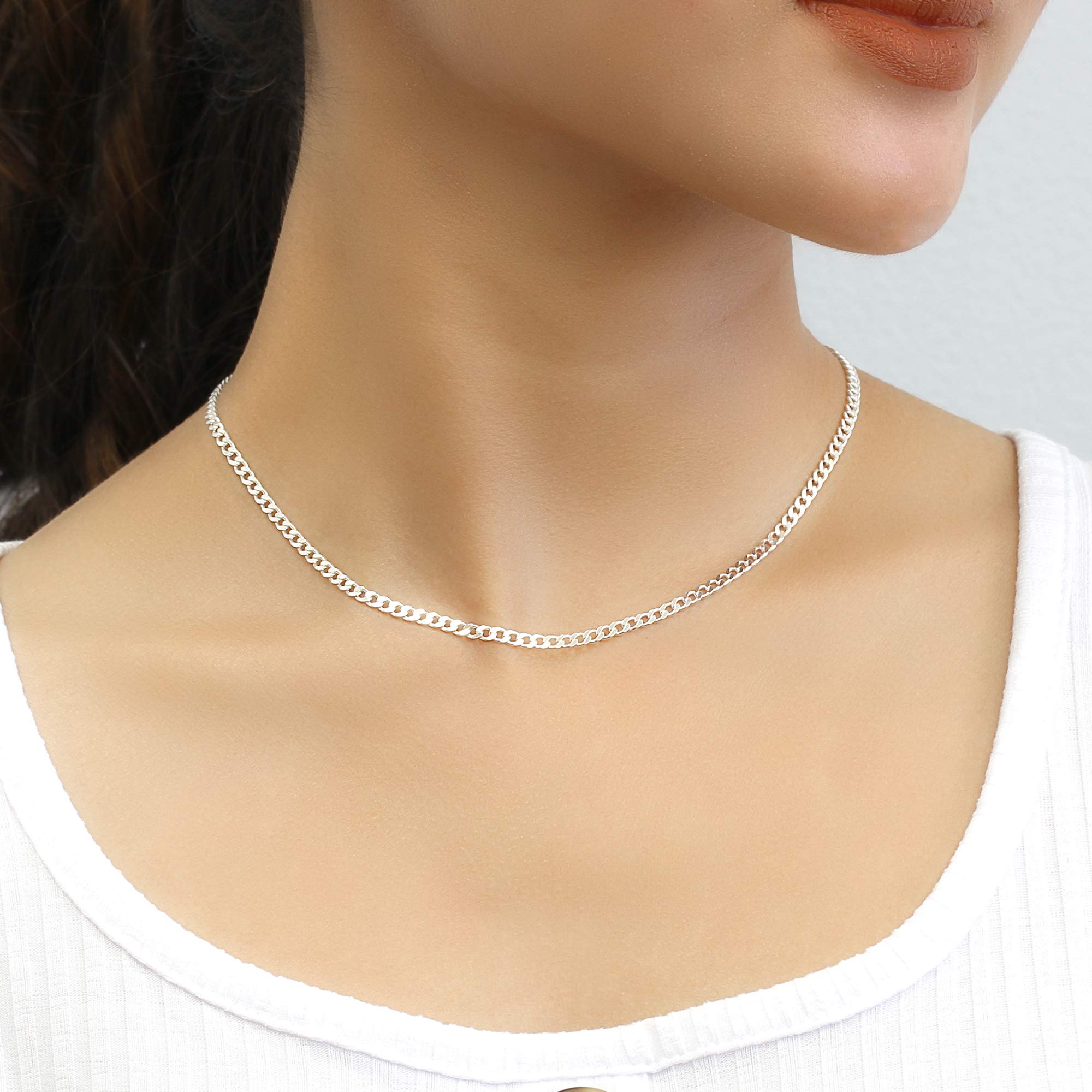 Doppio Accent 3 mm nickel free Italian Sterling Silver collana maglia a catena 080 gauge (disponibile, 45,7 cm ~ 76,2 cm) e Argento, colore: Silver, cod. CP610080Z180