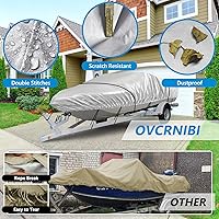 Vista 6 de Funda para lancha de 17 a 19 pies, 500D, resistente al agua, resistente a los rayos UV, de poliéster de grado marino, para lancha remolcable