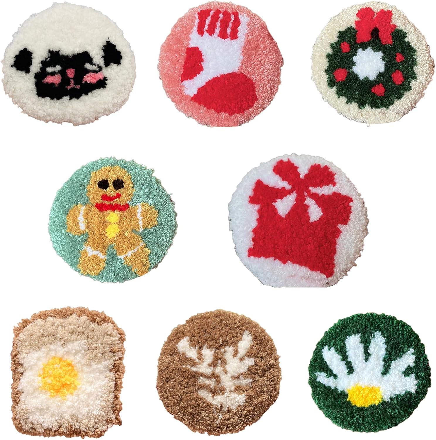 DIY Embroidery Coaster Making Kit, Beginner-Friendly Hand Punch Needle Set with Patterns, Tools & Hoop, Creative Gift & Decoration for Adults (Mixed)