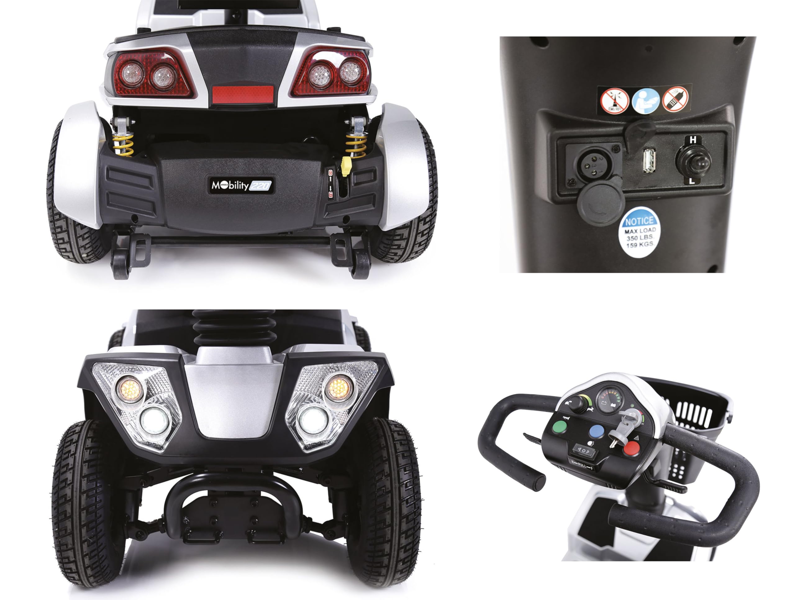 Scooter eléctrico para discapacitados Mobility 220, capacidad máxima 158 kg, blanco