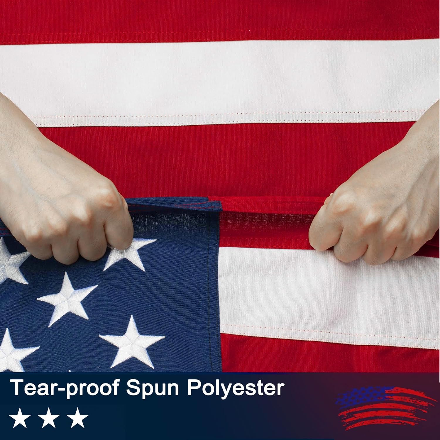 American Flag 4x6 FT for Outside - TearProof & Fade-Resistant USA Flag, Embroidered Stars, Sewn Stripes, Brass Grommets, UV & Weather-Resistant Spun Polyester, Perfect for High Winds & 4th of July - Image 6