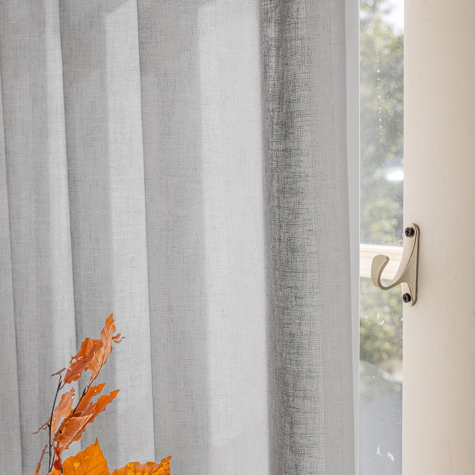 Amazon｜Artdix グレー シアーカーテン 長さ54インチ パネル2枚セット