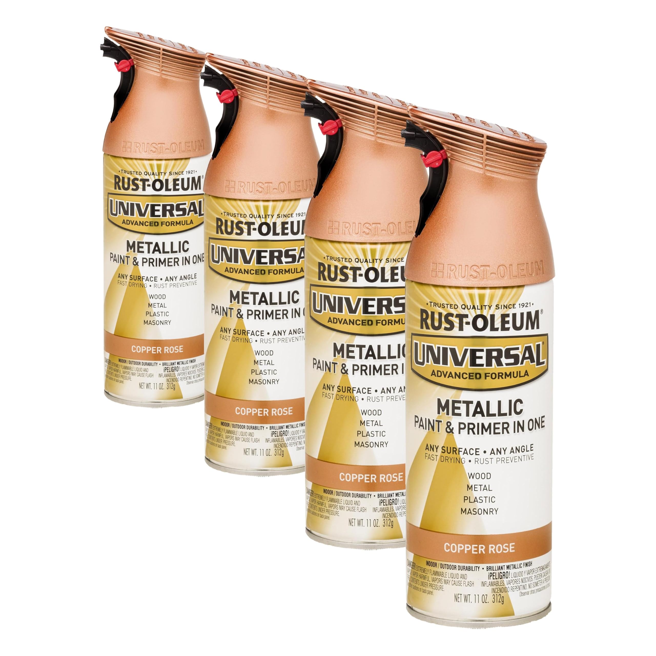 Rust-Oleum 314559 Universal All Surface Metallic Spray Paint, 11 oz, Copper Rose (Pack of 4)