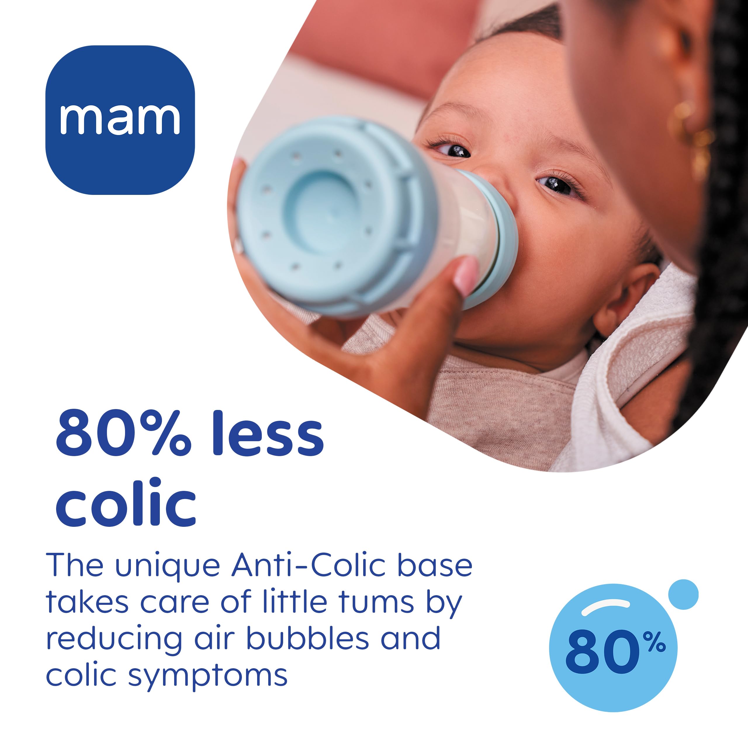 MAM Easy Start Flow Anti-Colic 320ml - Lot de 2 flacons bleus (2 x 320 ml), Fast Flow MAM Teats Size 3, Essentials Baby Colic Réduit
