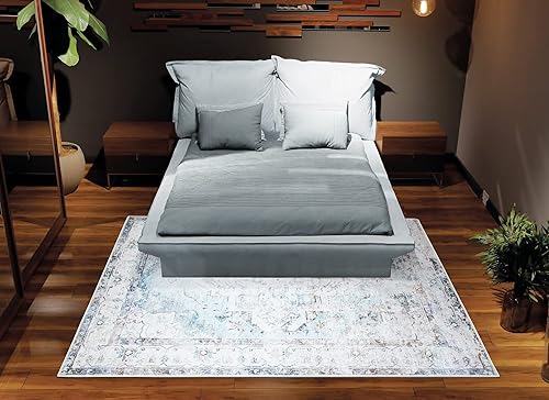 Miniatura 8 de Bloom Rugs Alfombra lavable antideslizante de 4 x 6 pies, color beigegris, alfombra tradicional para sala de estar, dormitorio, comedor y cocina,