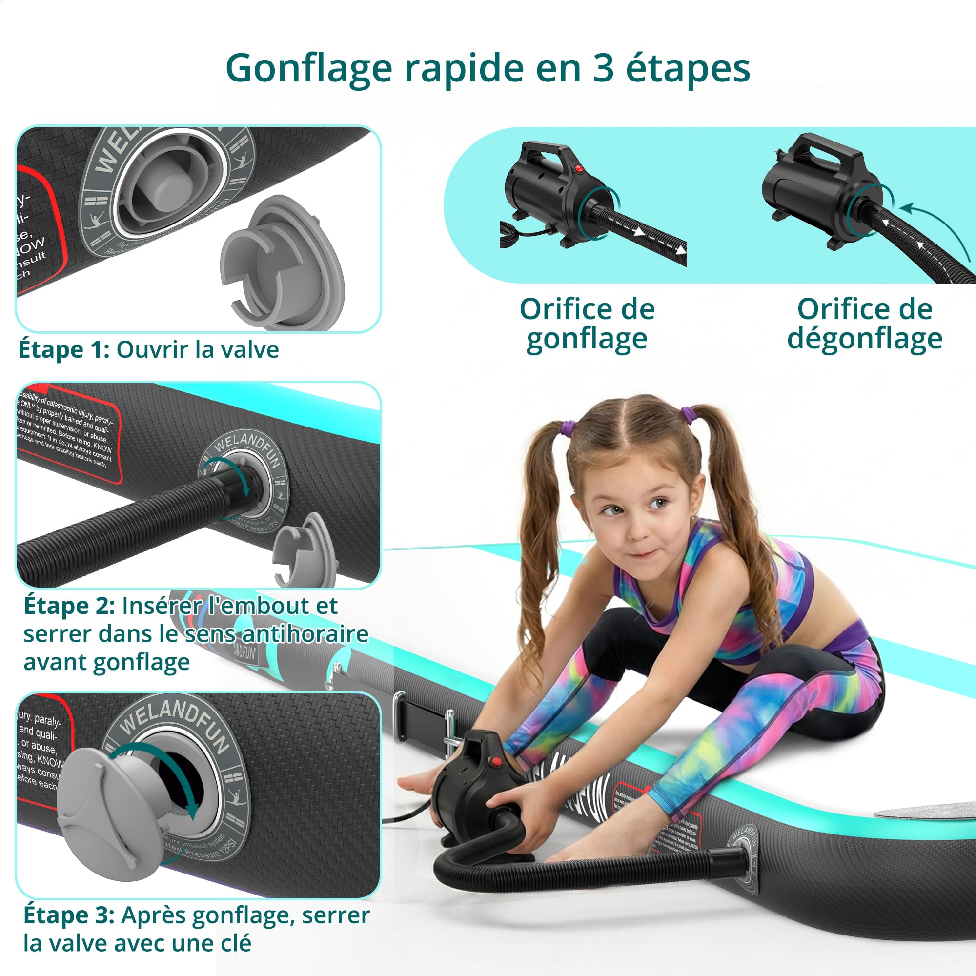 Air Tumbling Track 3/4/5/6M Tapis Gonflable de Gymnastique Tapis de culbuteur Tapis de Gymnastique Gonflable pour l'exercice