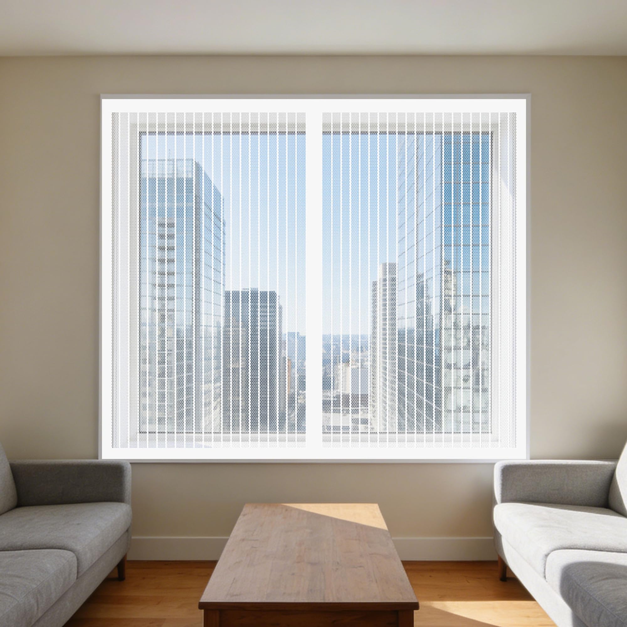 Magnetic Fly Screen Window 135 x 165 cm Selfadhesive Tape Fly Screens for Windows Magnetic Easy Install for Living Room Bedroom Offfice, White