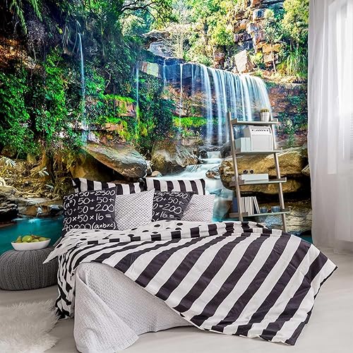 YIHWM - Papel tapiz de tela con paisaje de cascada de lago verde, sala de estar, bosque, montaña, dormitorio, baño, mural de pared - 91 x 65 YIHWM - Papel tapiz de tela con paisaje de cascada de lago verde, sala de estar, bosque, montaña, dormitorio, baño, mural de pared - 91 x 65