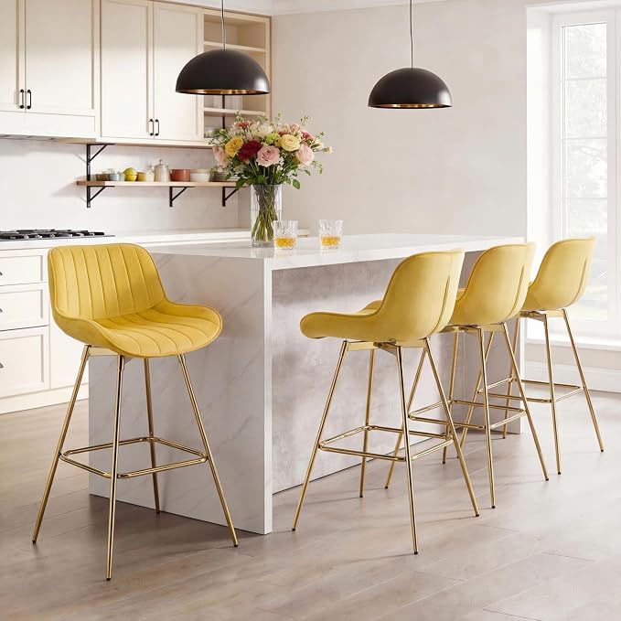 Set de 2 Sillas de Bar Giratorias para Cocina con Terciopelo miniatura 9