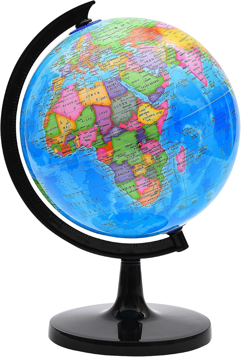Globo terráqueo para niños aprendiendo, globo terráqueo giratorio interactivo de 8 pulgadas para niños con soporte, globos mundiales autoensamblados para geografía educativa decorativa habitación de niños, aula, oficina de adultos