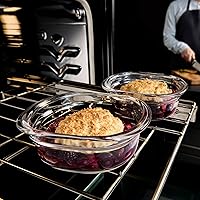 Vista 3 de Rubbermaid Brilliance® - Juego de 6 recipientes redondos de vidrio a prueba de fugas para almacenamiento de alimentos, recipientes para alimentos