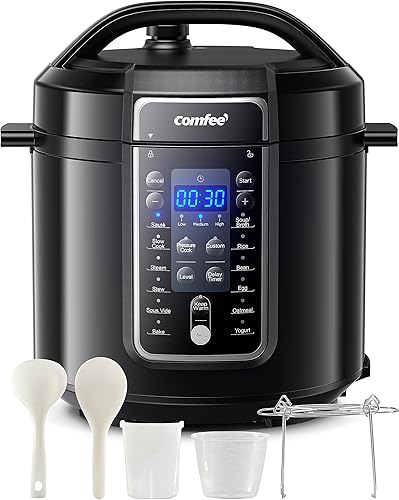 COMFEE' Olla de Presion olla eléctrica 9 en 1 con 14 ajustes preestablecidos Olla de Presion Olla antiadherente para yogur, olla de cocción lenta de