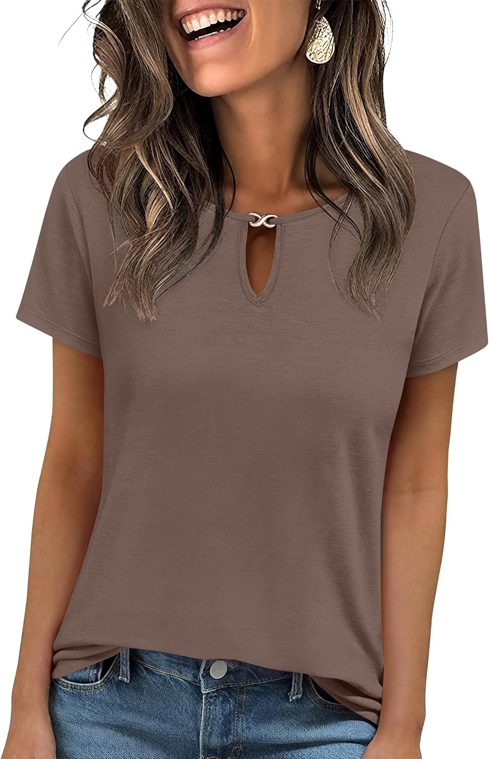 ANRABESS Womens Short Sleeve Tops Summer Tshirts Cute Keyhole Neck Casual Basic Tee Dressy Work 2026 Spring Trendy Outfits