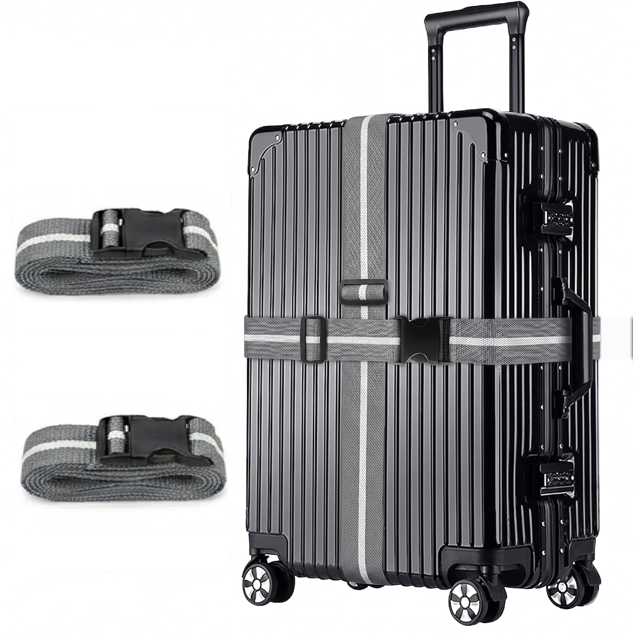 BASRI Luggage Belt Suitcase Strap - Pack of 2 | Heavy Duty Material | Adjustable Travel Belt for Suitcase | Fashionable Design | Protect Your Belongings | A Must Have Travel Accessory-image-16