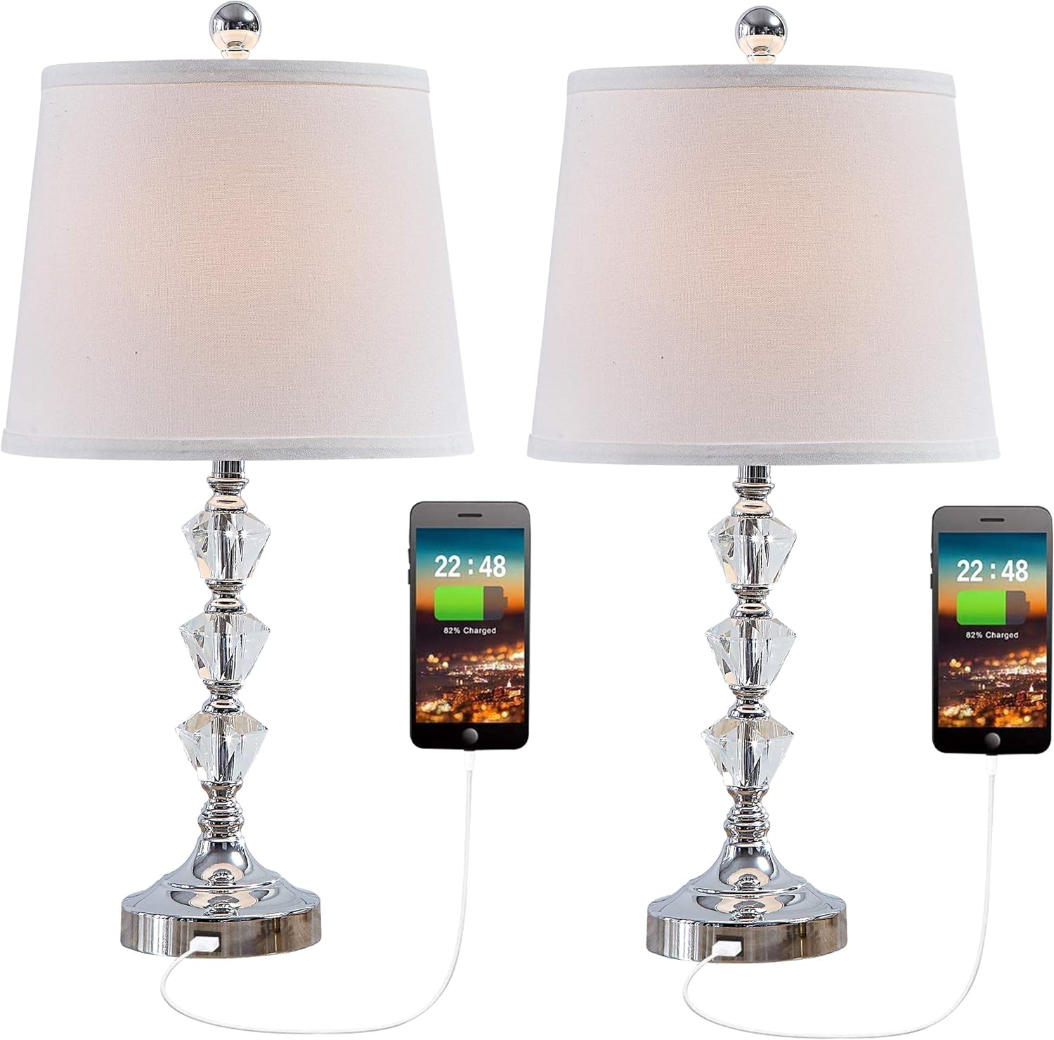 Best Cyber Monday 🔥 Falflor Set of 2 Crystal Table Lamp with 2 USB Charge Ports Nightstand Lamp Bedside Table Lamp for Nightstand Guest Living Room 70% Off Discount Falflor Set of 2 Crystal Table Lamp with 2 USB Charge Ports Nightstand Lamp Bedside Table Lamp for Nightstand Guest Living Room
