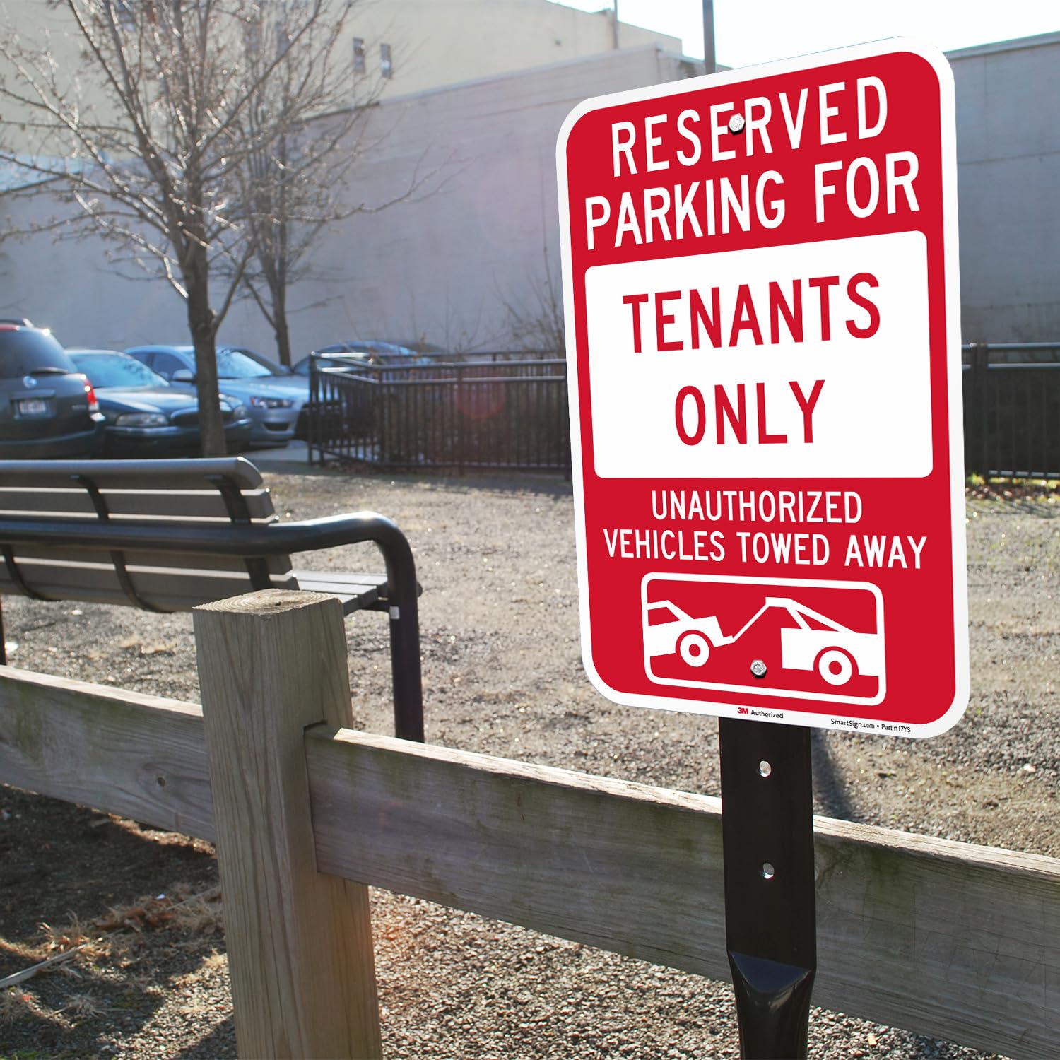 SmartSign Paquete de 2 letreros con texto en inglés "Reserved Parking For Tenants Only Unauthorized Vehicles Towed Away", 12 x 18 pulgadas, aluminio inoxidable de 63 mil, material reflectante laminado
