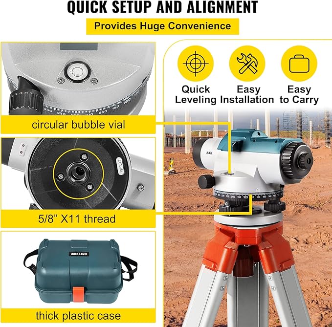 VEVOR Nivel Óptico Automático 24X con Compensador Magnético, IP54 miniatura 7