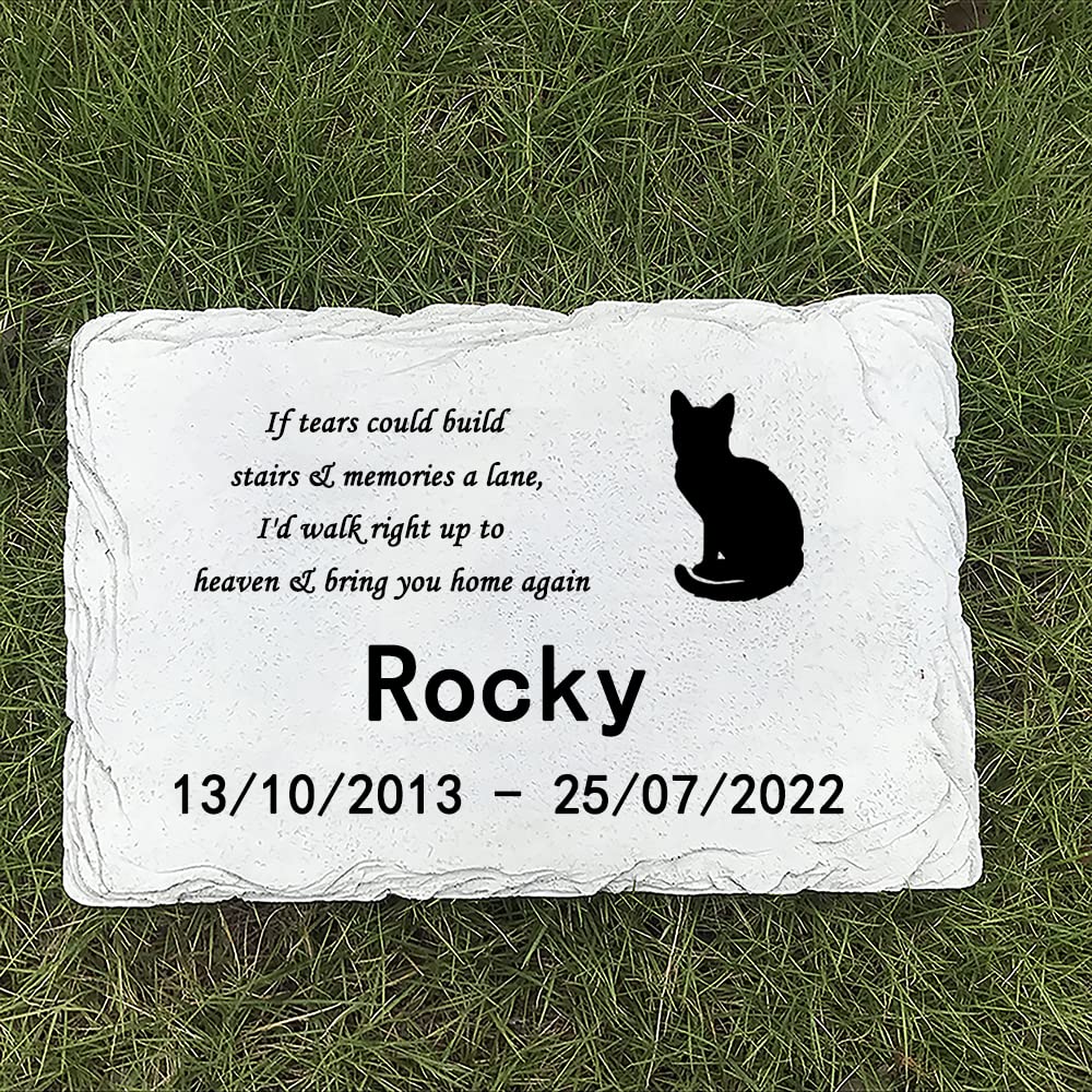 Claratut Personalized Cat Pet Memorial Plaques Stones, Pet Garden Stones Grave Markers, Sympathy Loss Gift for Dogs, Cats, Rabbits, Hamsters and All