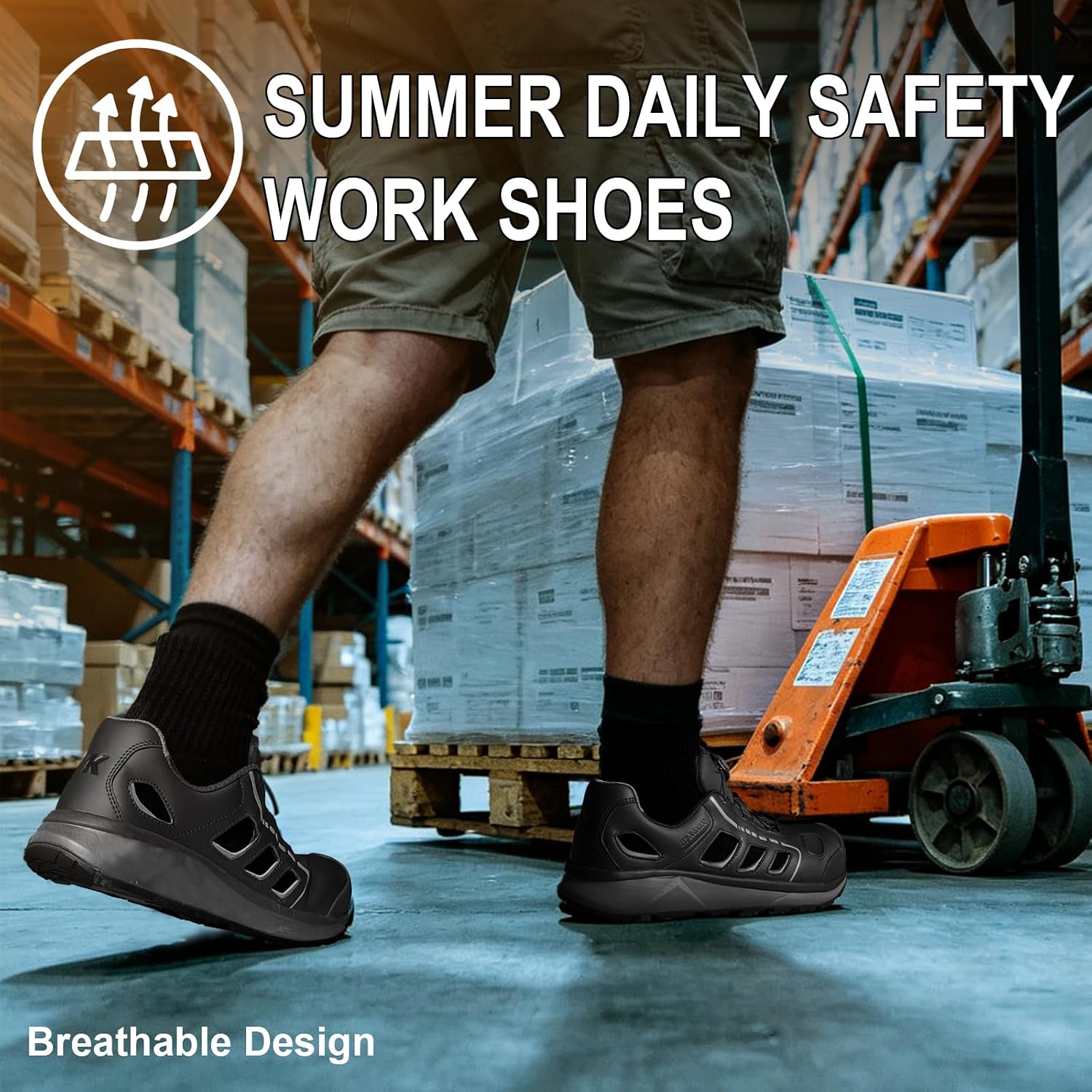 Safety Shoes, Durable Quick Lace Safety Sneakers ESD Certified, Lightweight Aluminum Toe, Equal Safety as Steel Toe, Non Slip, Breathable Work Shoes Ideal for Warehouse Workshop Logistics