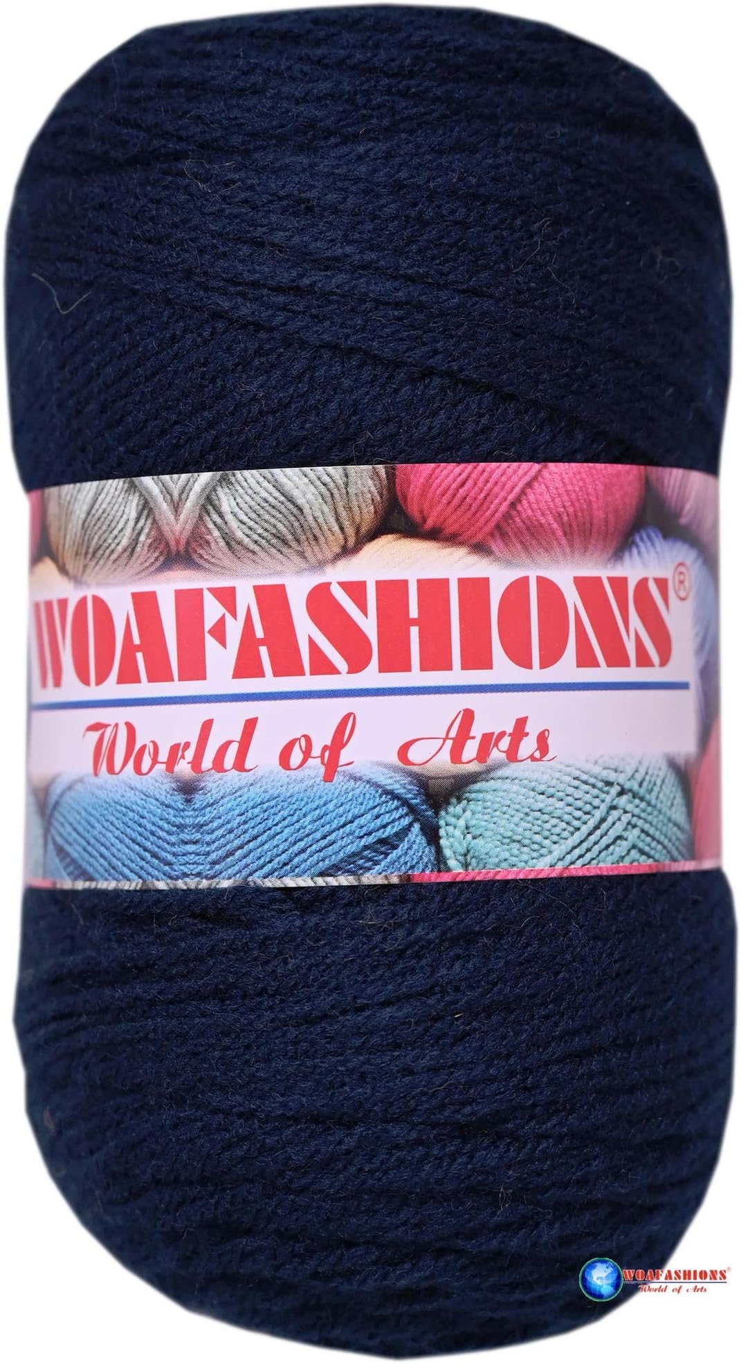 WOA Fashions Acrylic Hand Knitting Yarn (Navy Blue)(400gms)