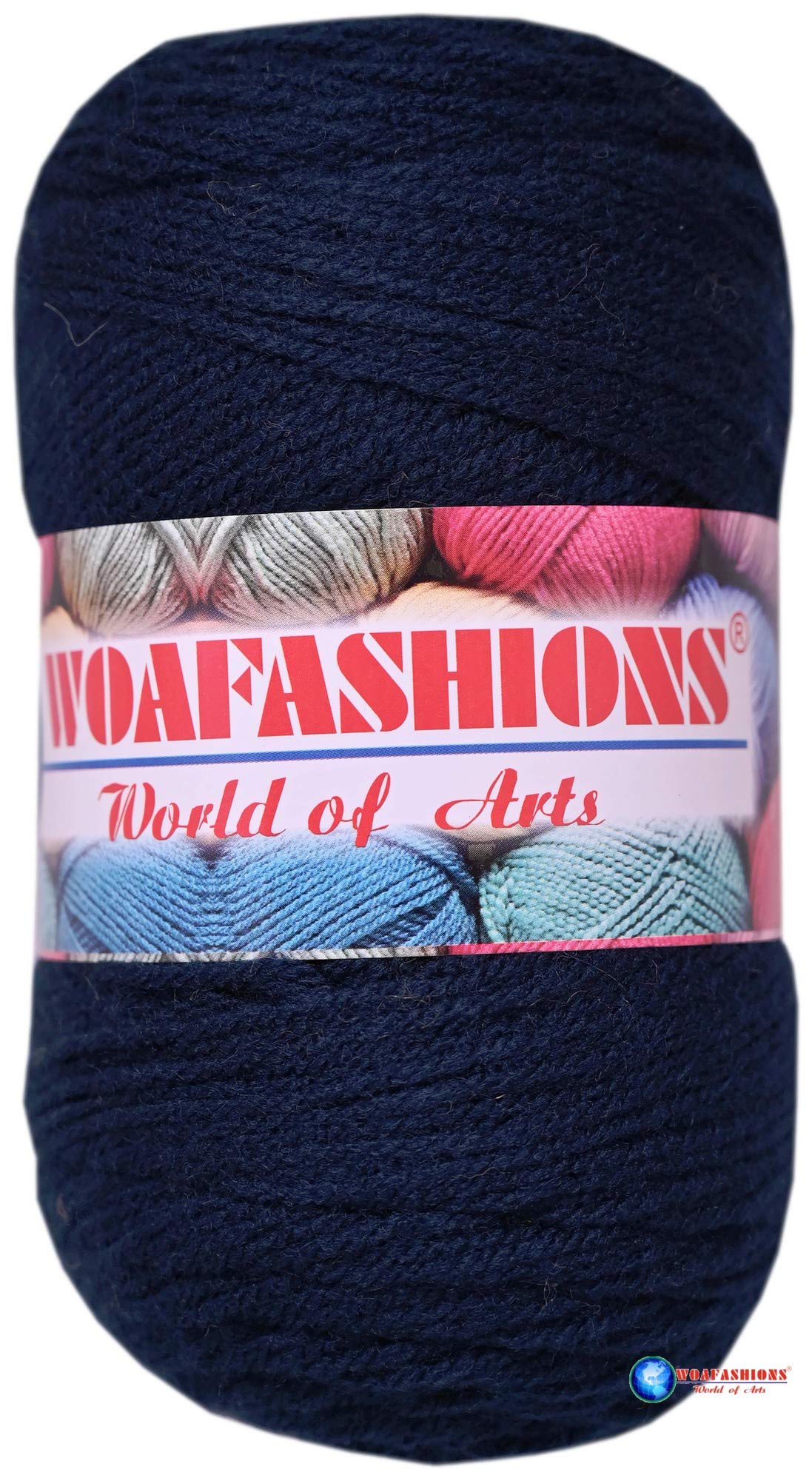 WOA Fashions Acrylic Hand Knitting Yarn (Navy Blue)(400gms)