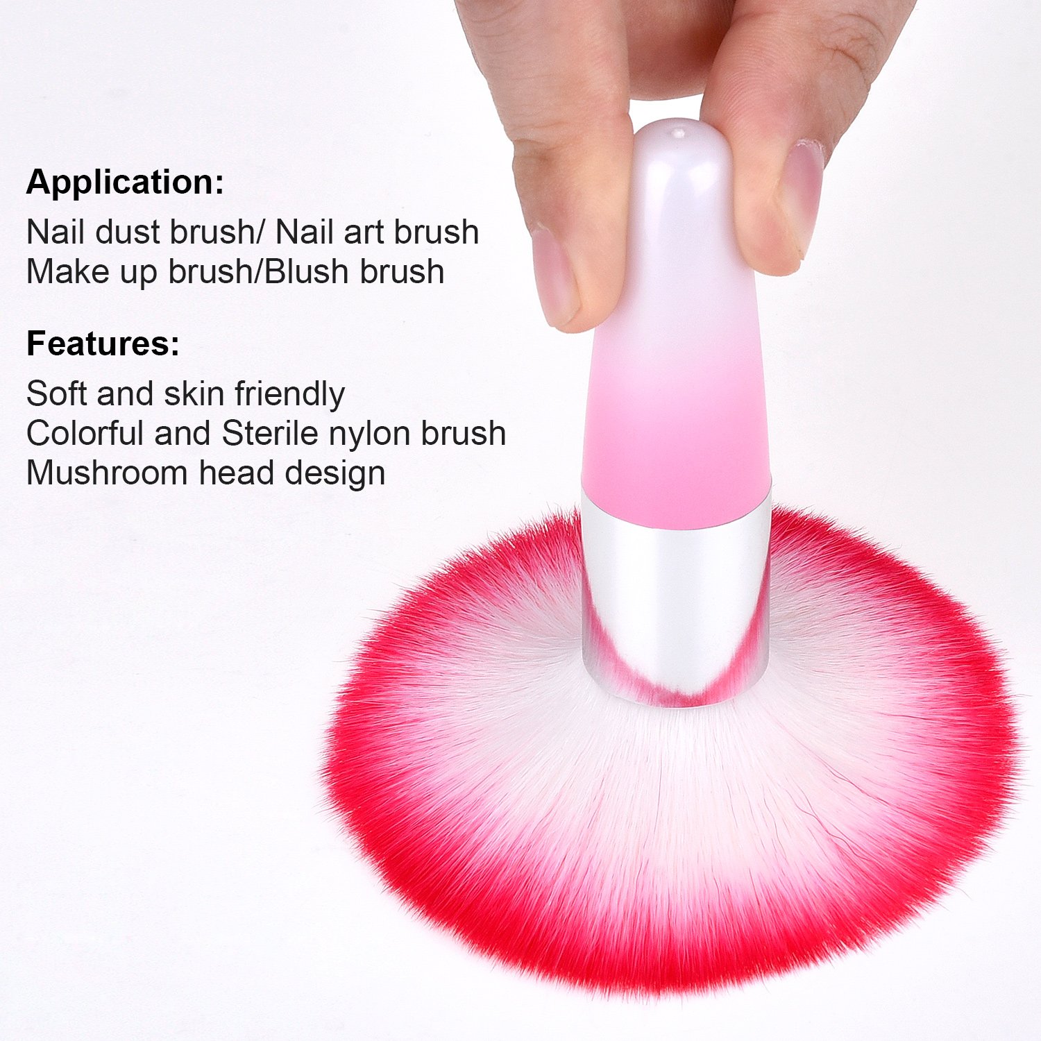 eBoot 2 Pieces Soft Nail Art Dust Remover Powder Brush Cleaner for Acrylic and Makeup Powder Blush Brushes (Pink, Purple)