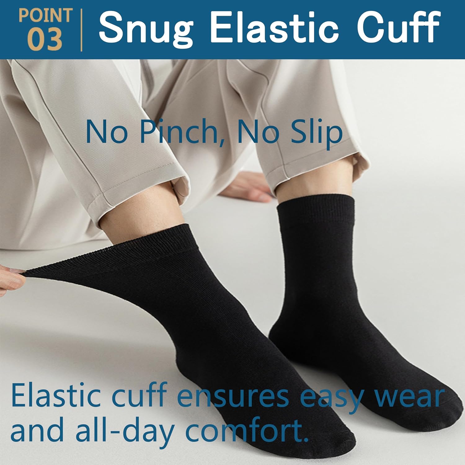 JIFANPAUL Men's Black Dress Socks, Cushioned, Breathable & Durable for Business and Formal Wear, 6 Pairs - Image 5