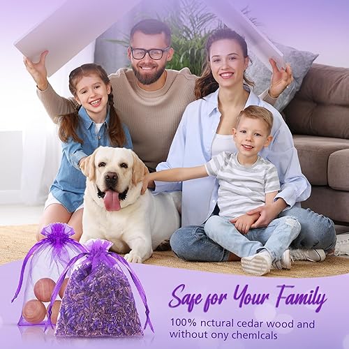 Miniatura 4 de Demissle Paquete de 50 bolsitas de cedro de lavanda, incluye 25 bolsas de cedro y 25 sobres perfumados de lavanda para el hogar, bolsitas de