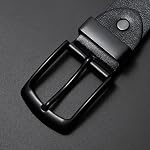 Maikun Mens Casual Dress Belt, Black Mens PU Leather Belt for Jeans Pants Daily Casual Wear