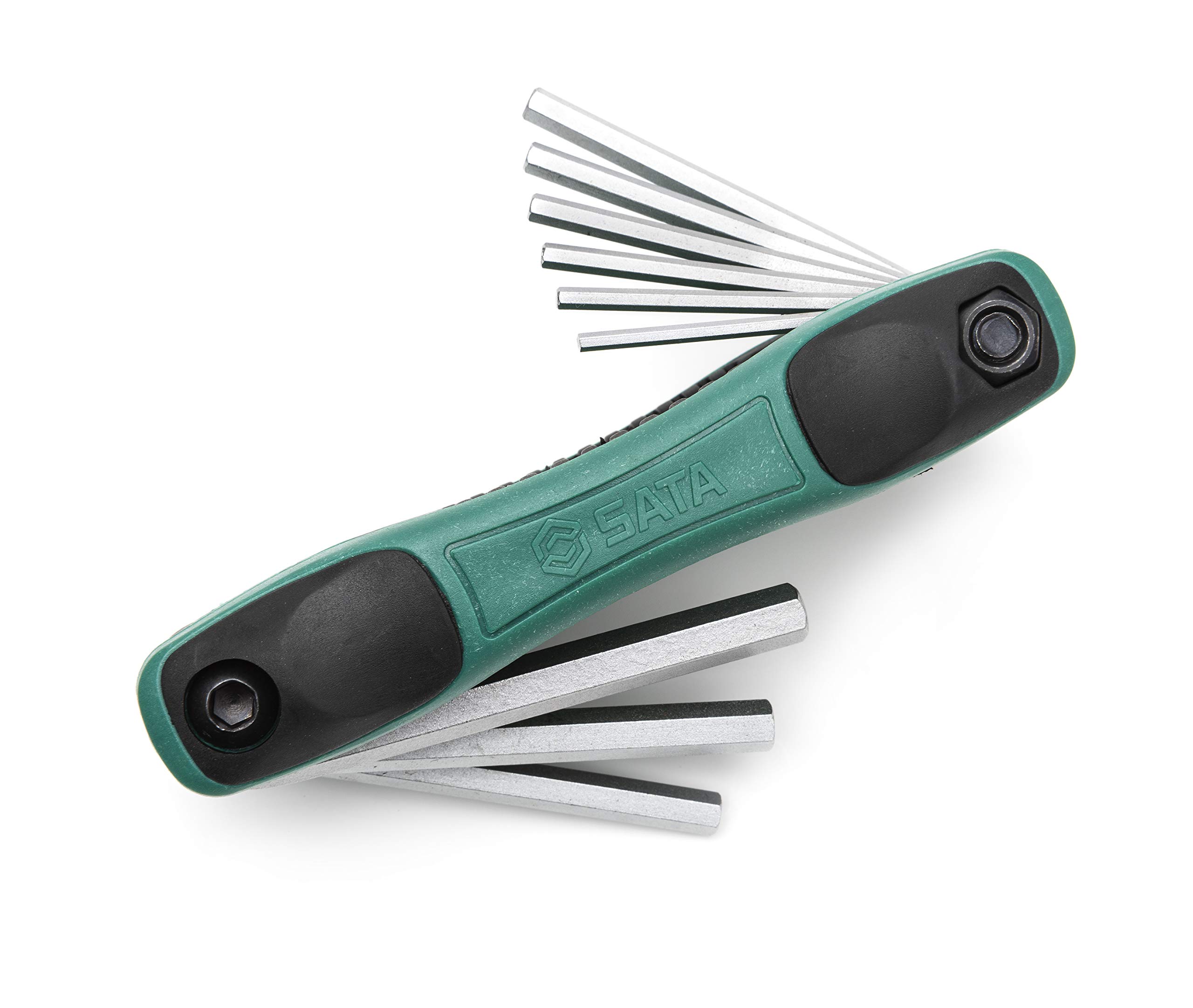 Sata9-Piece SAE Folding Hex Key Set with Alloy Steel Construction and Ergonomic Dual Material Comfort Grip - ST09122SJ