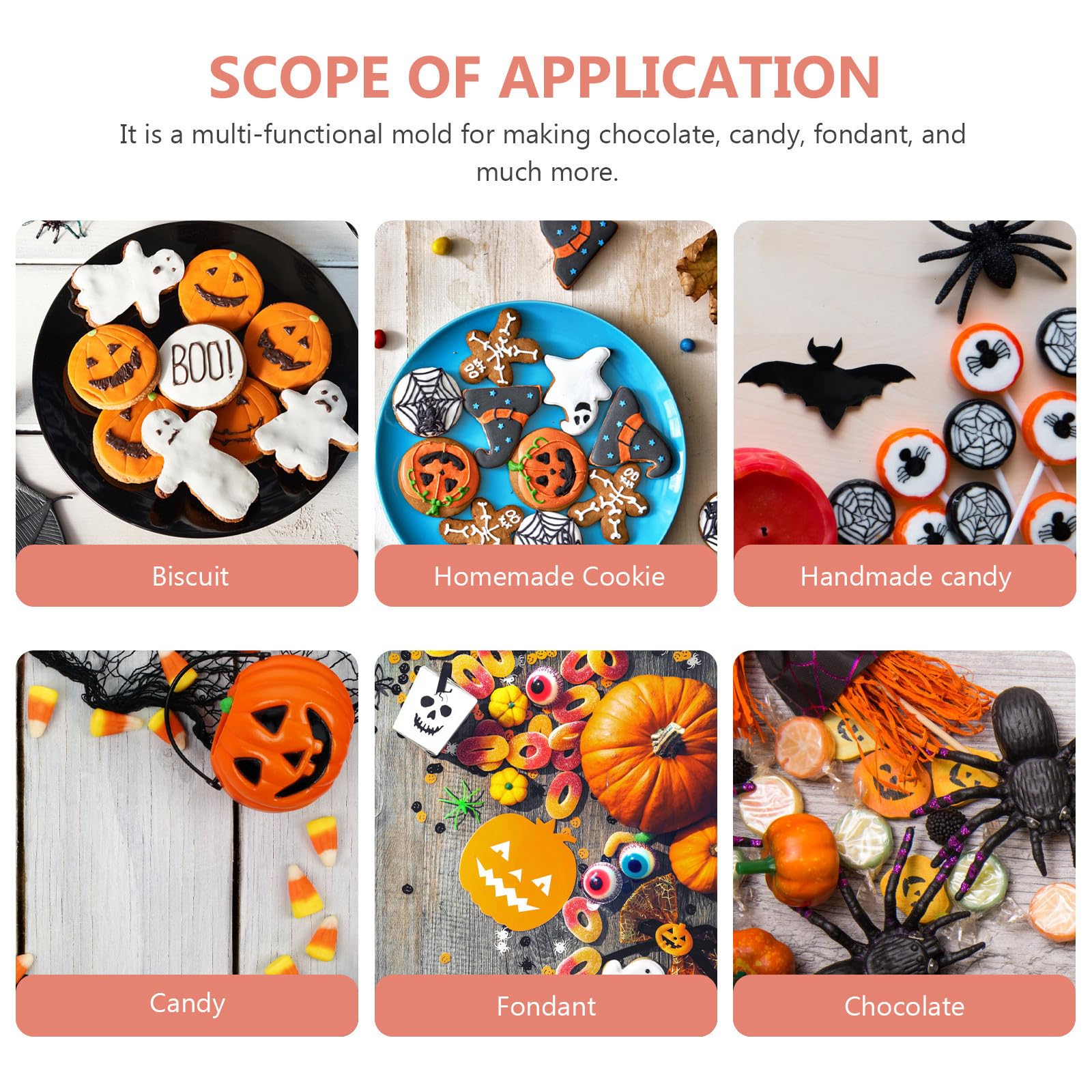 10 Pezzi Stampo Cioccolatini Halloween Zucca e Fantasma