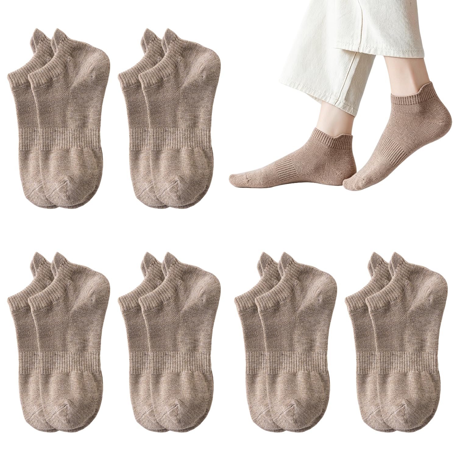 Enreluya 6 Paar Sneaker Socken Herren, Kurz Sportsocken Laufsocken, Atmungsaktive Mesh Halbsocken, Antibakterielle Sommer Knöchelsocken, Sneakersocken Herrensocken, No Show Socken