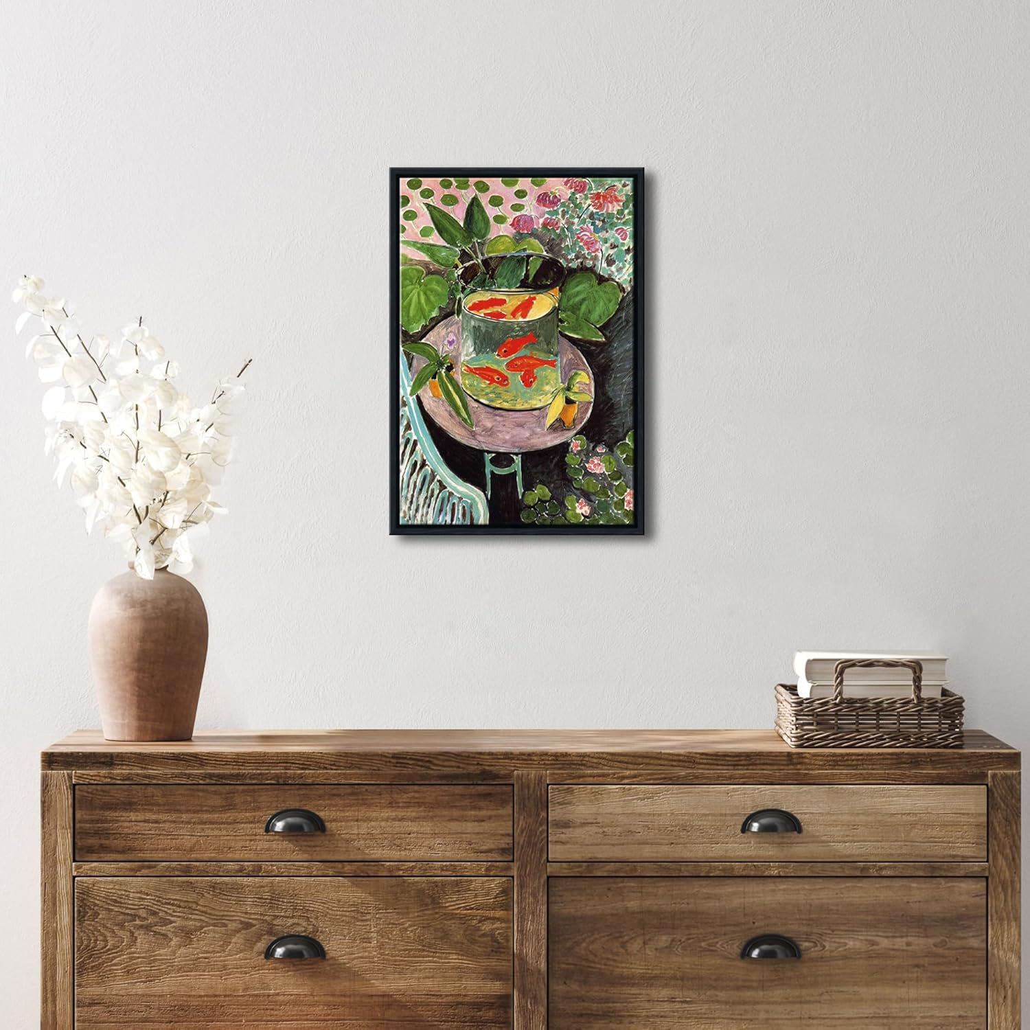 Wieco Art Framed Canvas Wall Art Goldfish by Henri Matisse Colorism Aesthetic Abstract Canvas Prints for Wall Decor and Home Office Decorations Black Frame