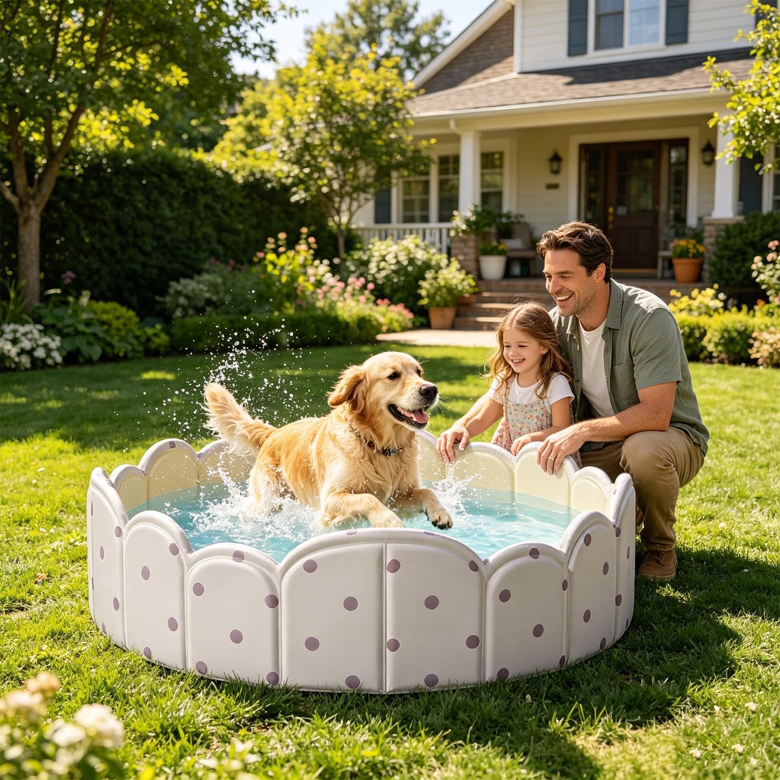 Faltbarer Hundepool - Nicht Aufblasbare Tragbare Badewanne - Zusammenklappbares Planschbecken - für Kinder, Haustiere, Garten, Spielen, drinnen, draußen, Sommer, Reisen, Park