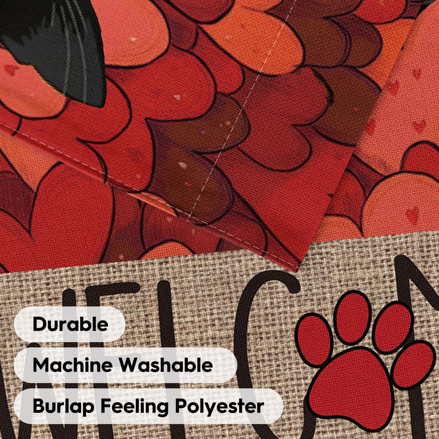 AVOIN colorlife Valentines Day Garden Flag 12x18 Inch Double Sided Outside, Black Cat Love Hearts Welcome Yard Outdoor Flag - Image 7