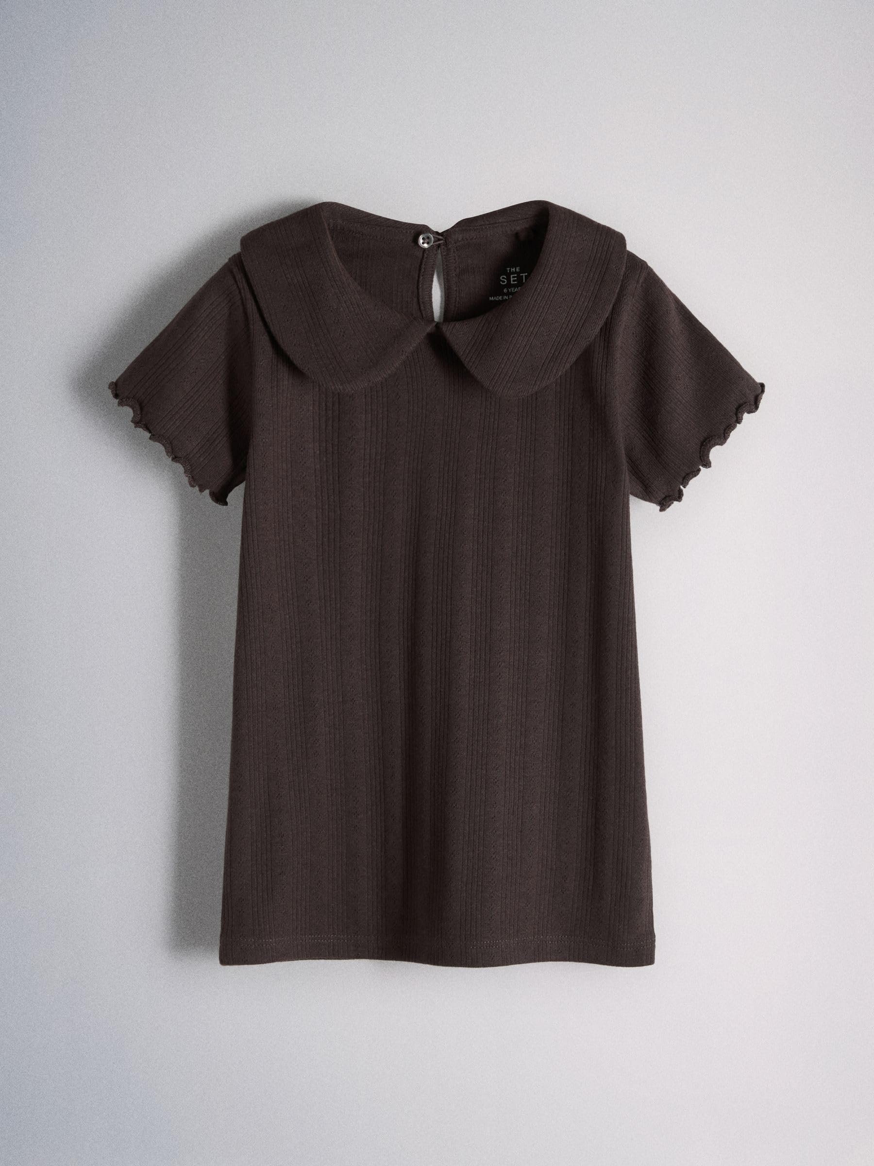 THE SET Fille Haut en Pointelle de Jersey à Manches Courtes et col | lot de 4, Coupe standard