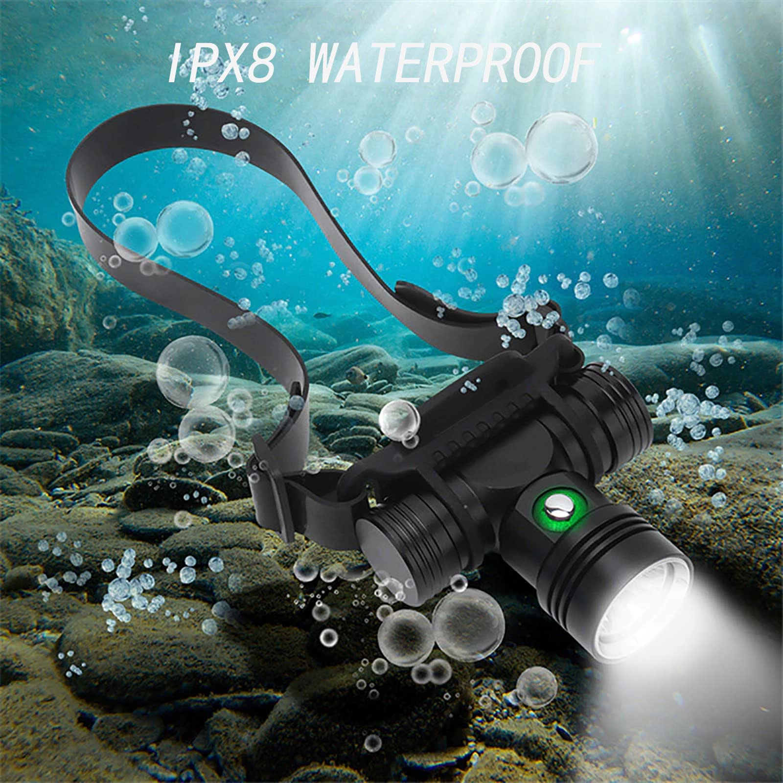 Phare De Plongée LED Rechargeable 2000 Lumens - Lampe Frontale Étanche IPX8 3 Modes Pour Natation, Plongée Et Sécurité Sous-Marine